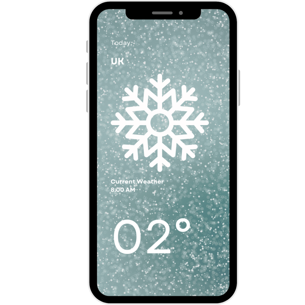 Mobile phone displaying winter working conditions.